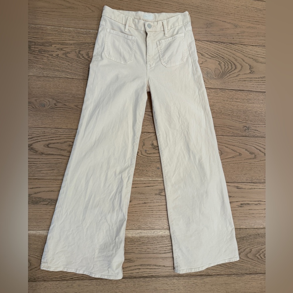 Mother size 25 cream The Patch pocket Wide-Leg Jeans chalk ivory